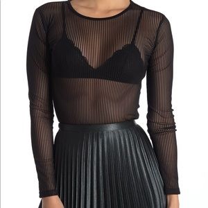 Velvet Torch Long Sleeve Crewneck Mesh Bodysuit